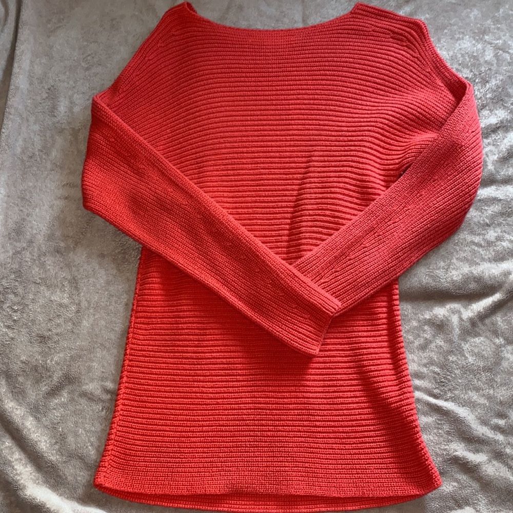 🧡Loft XS knit bright Orange long length sweater - Picture 3 of 3